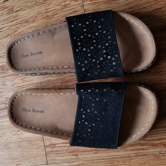 Clara Barson Slip Ons Chanclas Black - Picture 1 of 4